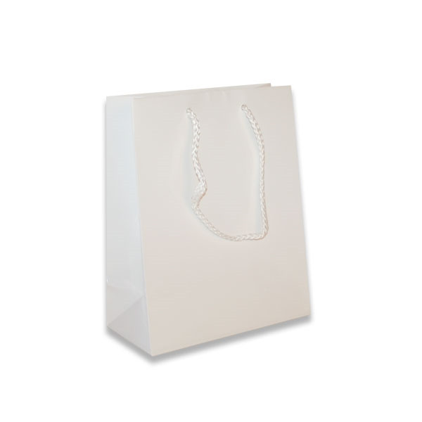 White Petite Eurotote Bags-Gloss Laminated