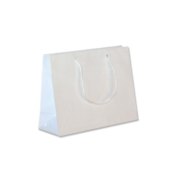 White Mini Wide Eurotote Bags-Gloss Laminated