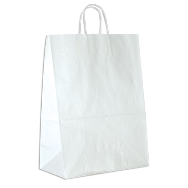 White Kraft Paper Shopping Bags Impala: 13" x 7" x 17-1/2" - 250 Bags/Case