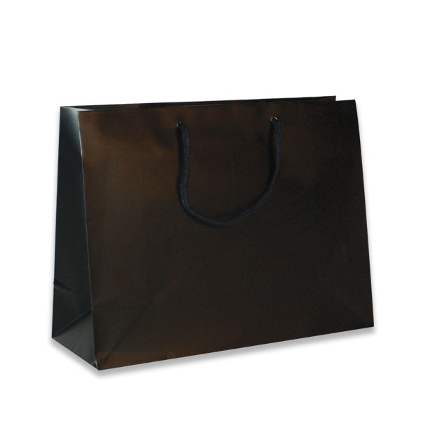 Black Medium Wide Eurotote Bags-Matte Laminated