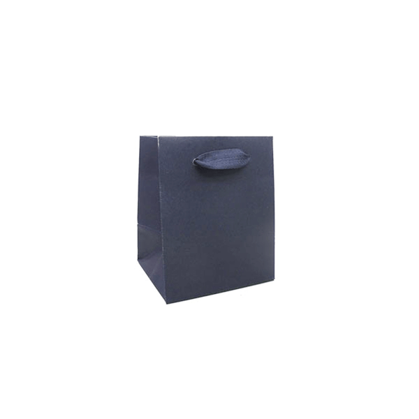 100 Bags - Navy Eco Euro Paper Bags with Twill Handles 5 x 4 x 6