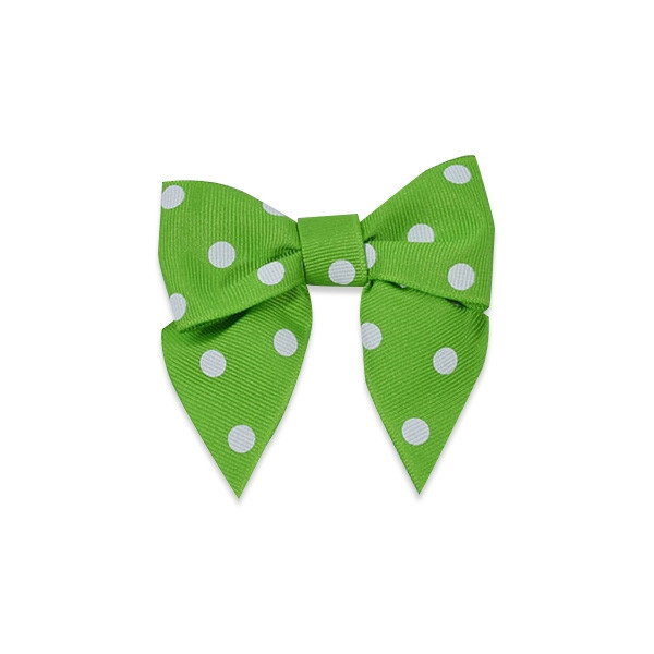 Pre-Tied Grosgrain Polka Dots Twist Tie Bows - Apple Green