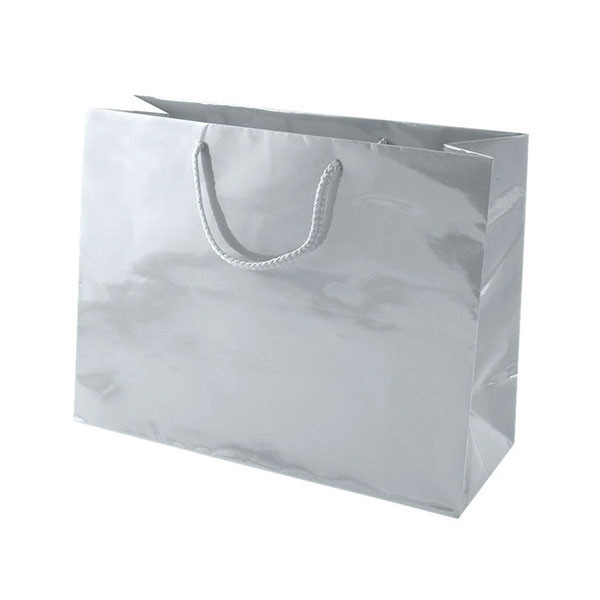 Silver Medium Eurotote Bags-Gloss Laminated