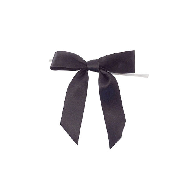 Pre-Tied Satin Twist Tie Bows - Black