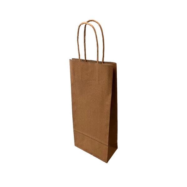 Recycled Wine Kraft Paper Bags - Holds 1 Bottle - 250 Bags/Case