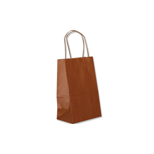 Copper Kraft Paper Shopping Bags: 5-1/4" x 3-1/2" x 8-1/4" - 250 Bags