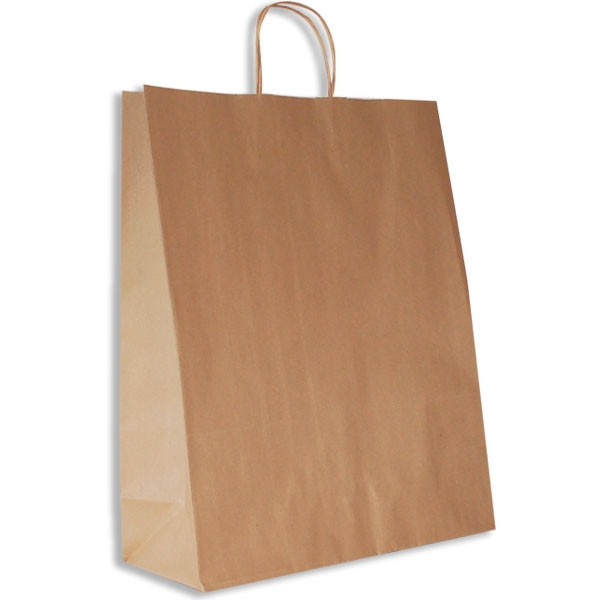 Recycled Kraft Paper Shopping Bags - 16 x 6  x 19-1/4" - 200 Bags