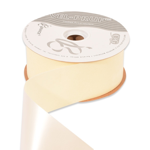 Ivory Vel-Pruf flocked polypropylene ribbon