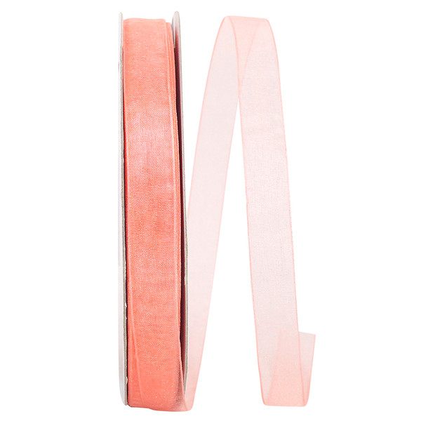 100 Yards - 5/8" Coral Chiffon Sheer Ribbon