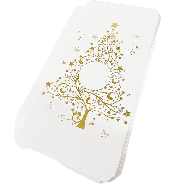 Custom Branded Fillable Advent Calendar Boxes Tree Design - Trays Included - 500 Boxes & Trays