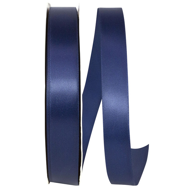 100 Yards - 7/8" Navy Blue Double Face Satin Ribbon