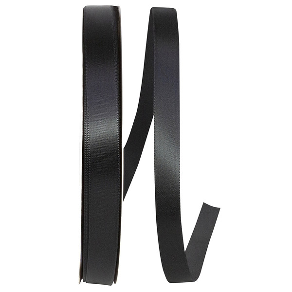 100 Yards - 5/8" Black Double Face Satin Ribbon