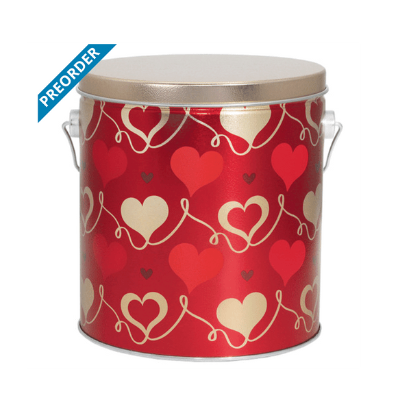 1 Gallon Popcorn Tins- 6-11/16 Dia. x 7-1/4 - With Love Hearts 12/Pack