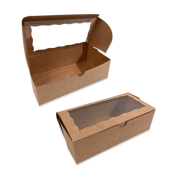 2 Donut/Pastry Kraft Box with Windows - 50 Boxes/Pack