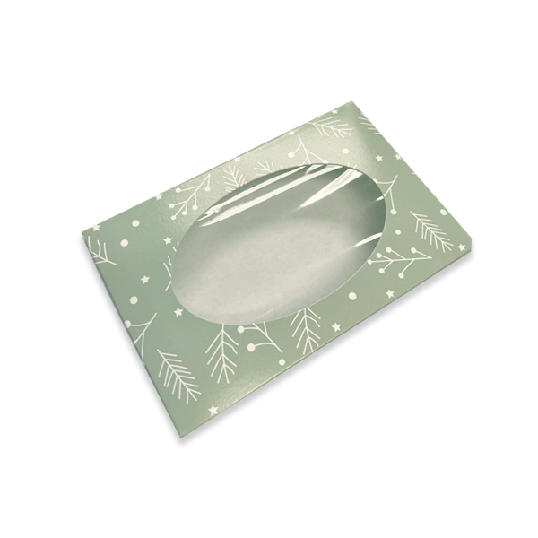 1/2 lb. Candy Box Covers - Oval Window Winter Wonderland 50 Covers - Or Buy Bulk Pack 7-1/8" x 4-1/2" x 1-1/8"