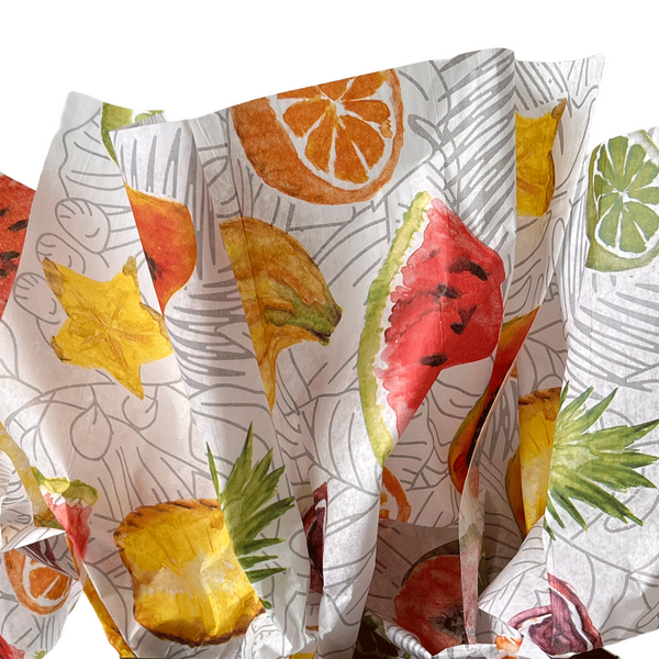 Tropical Fruit New Patterned Tissue 20" x 30" Sheets - 240 / Pack