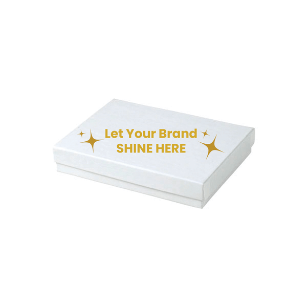 Custom Branded White Gloss Jewelry Boxes- 5-7/16" x 3-1/2" x 1" - 100 Boxes/Pack