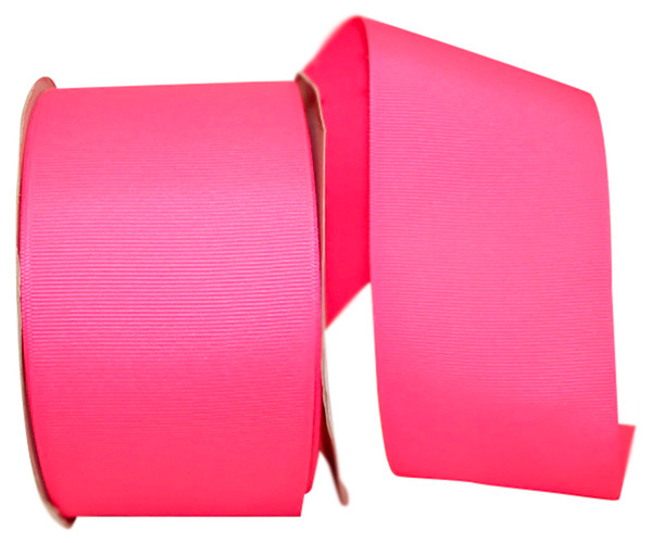 3" Grosgrain Ribbon -  Neon Pink - 50 Yards/Roll - Bulk Discounts