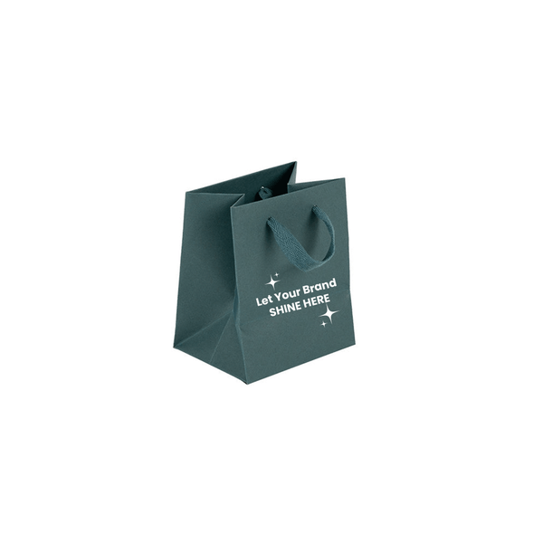 100 Bags - Custom Branded Spruce Green Eco Euro Paper Bags with Twill Handles 5 x 4 x 6