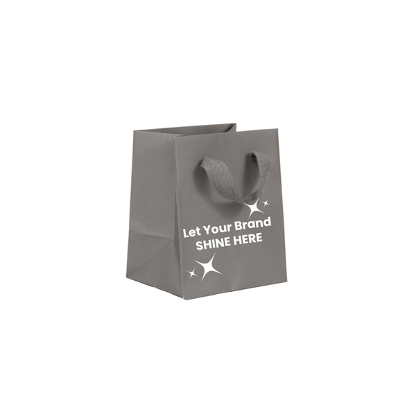 100 Bags - Custom Branded Grey Eco Euro Paper Bags with Twill Handles 5 x 4 x 6