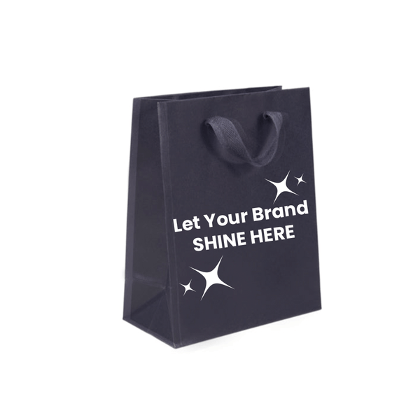 100 Bags - Custom Branded Navy Eco Euro Paper Bags with Twill Handles 8 x 4 x 10
