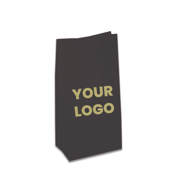 Custom Branded 8 lb. SOS Paper Bags - Black Kraft - 1000 Bags Minimum