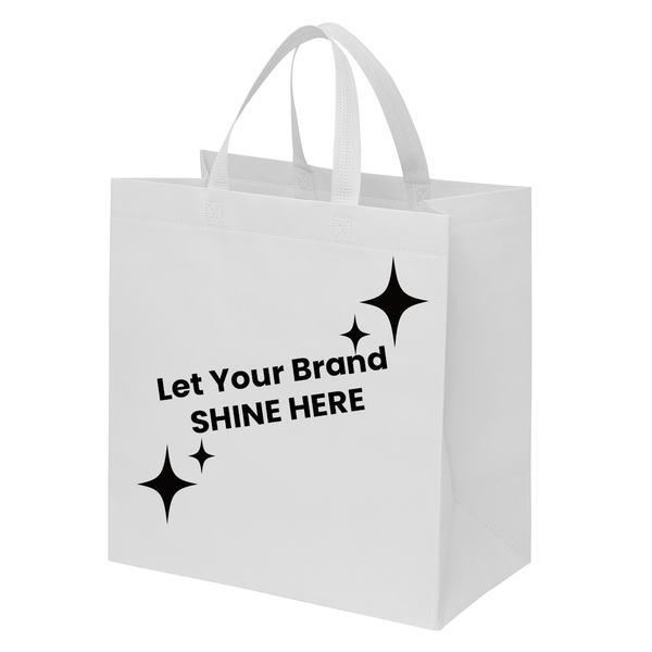 Branded White Reusable Bags Made in USA - 13" x 7" x 13" - 100 Bags/Case