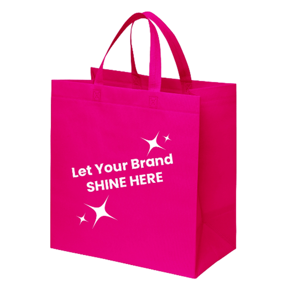 Branded Cerise Pink Reusable Bags Made in USA - 13" x 7" x 13" - 100 Bags/Case