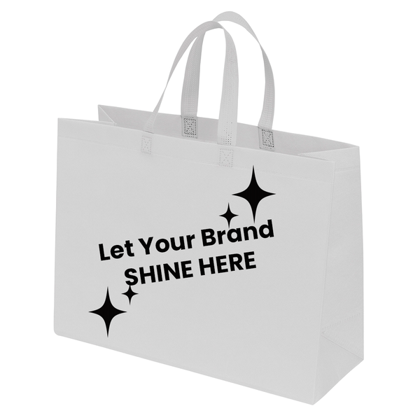 Branded White Reusable Bags Made in USA - 16" x 7" x 12" - 100 Bags/Case