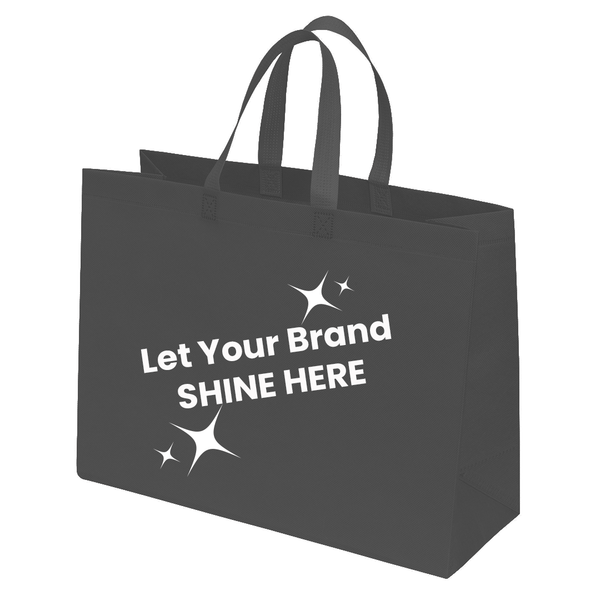 Branded Black Reusable Bags Made in USA - 16" x 7" x 12" - 100 Bags/Case
