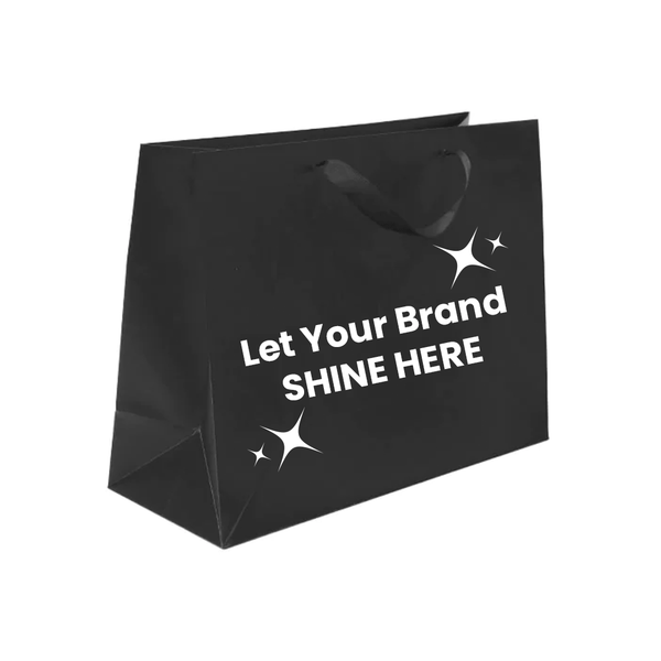 Branded London Paper Shopping Bags 16 x 6 x 12 Matte Black - 100 Bags/Case
