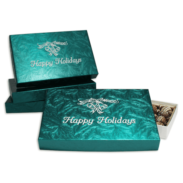 1 lb. Rigid Set Up Candy Boxes - Cover & Base - Forest Green Embossed Cover & White Base 48 Sets