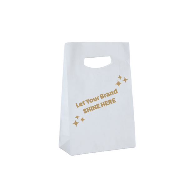 100 Bags - Branded White Gloss Accessory Bags - 7-1/8" x 3-1/4" x 10-3/4"