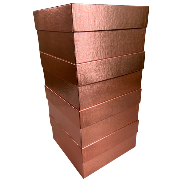 Rigid Set-Up Boxes - 9" x 9" x 4-1/2" Rose Gold Metallic - (20/Case)