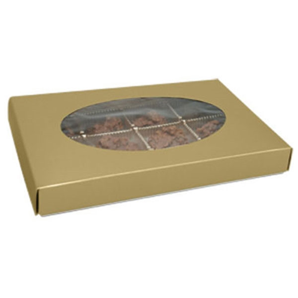 1 lb. Box Covers-1 Layer-Gold with Oval Window