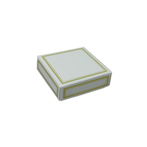 Chocolate Box Covers-3 oz.-1 Layer-White with Gold Trim