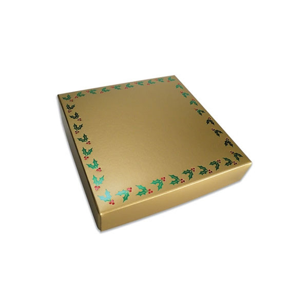 Chocolate Box Covers-8 oz.- Gold Holly Berries