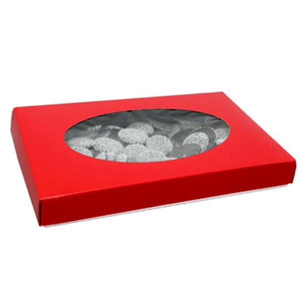 1 lb. Box Covers-1 Layer-Red with Oval Window