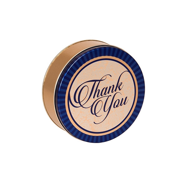 6-11/16" 1 lb. Golden Thank You Round Tins