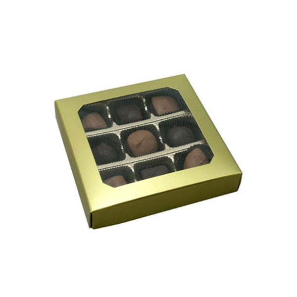 Chocolate Box Covers-8 oz.- Gold with Window