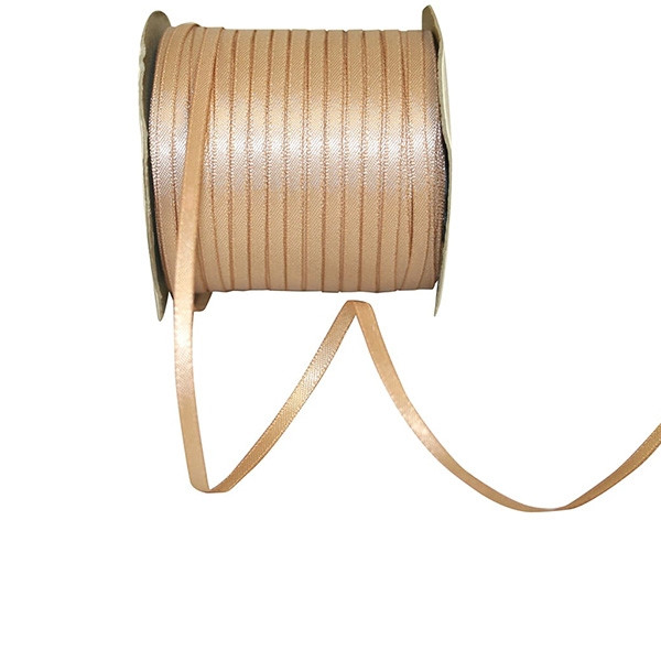 1/8" width Dainty Double Face Satin Ribbon -Tan