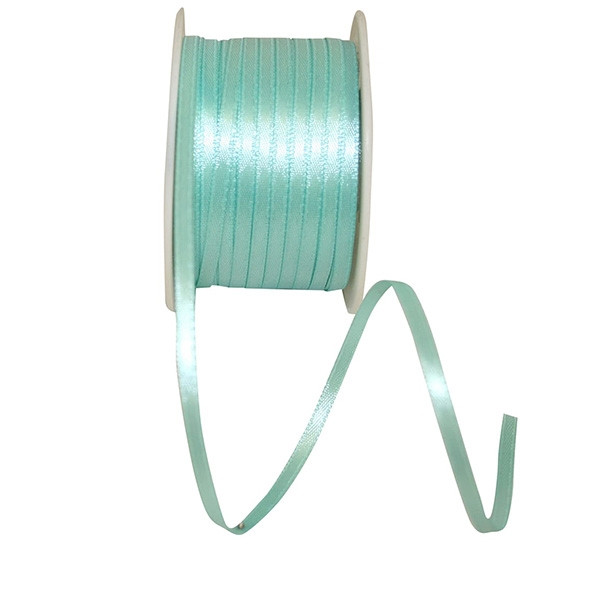 100 Yards - 1/8" Aqua Dainty Double Face Satin Ribbon