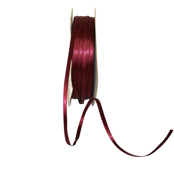 100 Yards - 1/8" Burgundy Dainty Double Face Satin Ribbon