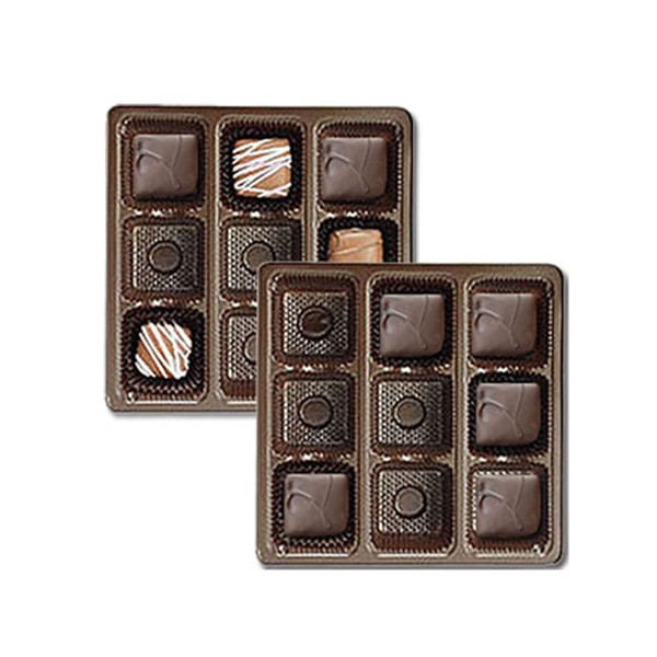 8 oz. 9 cavity brown plastic tray insert