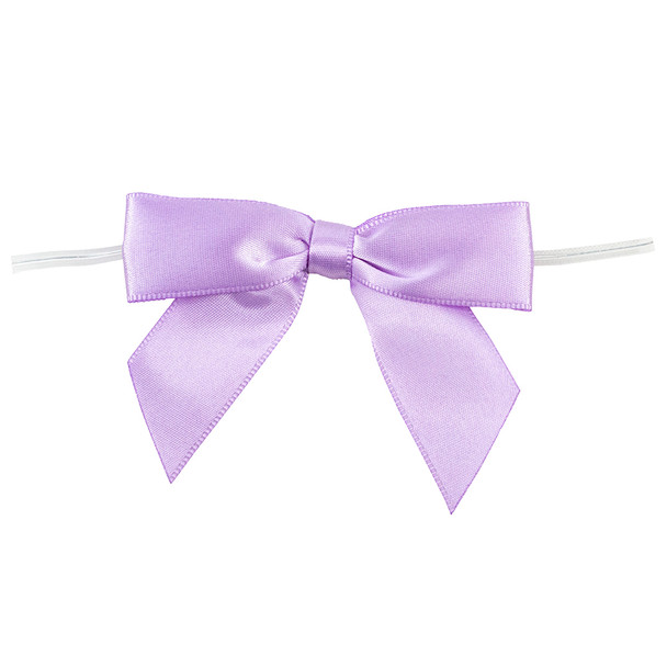 7/8" Ribbon - Pre-Tied Satin Twist Tie Bows - Orchid - 100 Bows