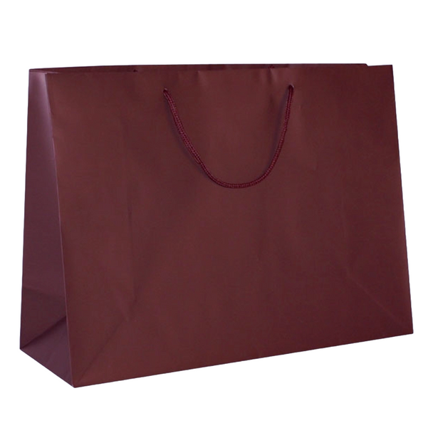 100 Bags - Burgundy Matte Laminated Euro Paper Bags - 16" x 6" x 12"