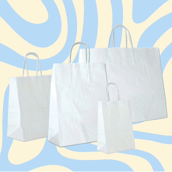 250 Bags - White Kraft Paper Bags - 8.25" x 4.33" x 10.6"