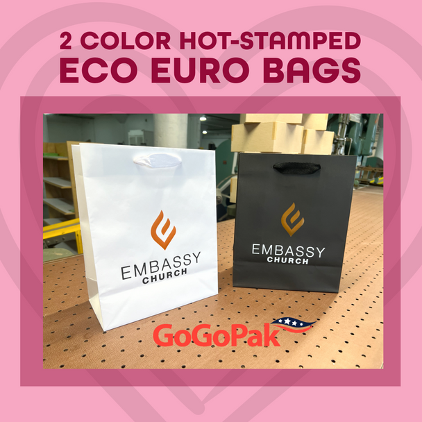 100 Bags - Black Eco Euro Paper Bags with Twill Handles 8 x 4 x 10