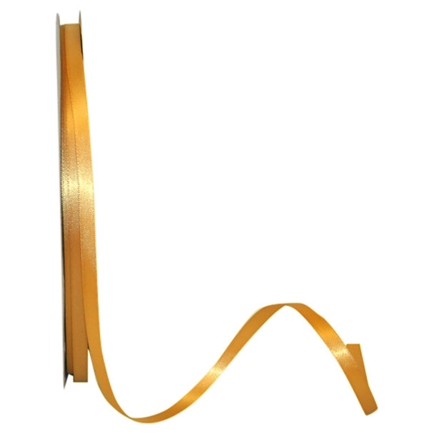 100 Yards - 1/4" Old Gold Double Face Satin Ribbon - Ships from NY, USA