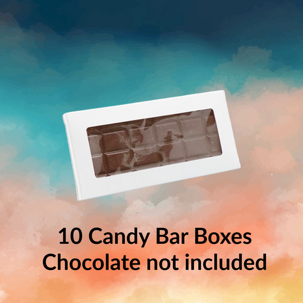 MADE IN USA - 10 Boxes Chocolate Bar Box White with Window
